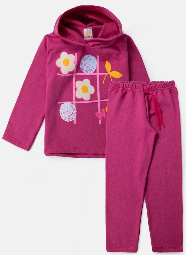 Conjunto Infantil Feminino Moletom WOW Pink 0359 - Lupilu