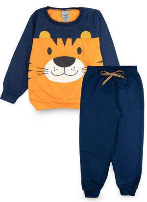 Conjunto Infantil Masculino Moletom Tigre Marinho 0143 - Keki Boys
