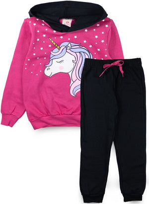 Conjunto Infantil Feminino Moletom com Capuz Unicórnio Pink 0488 - Lupilu