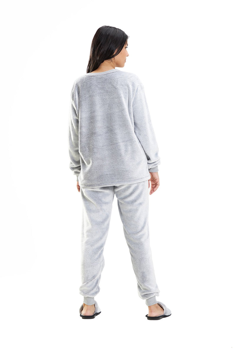 Pijama Adulto em Fleece Feminino - Mescla Básico