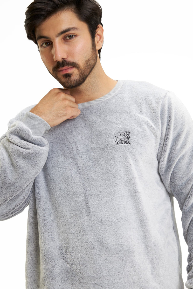 Pijama Adulto em Fleece Masculino - Mescla Básico