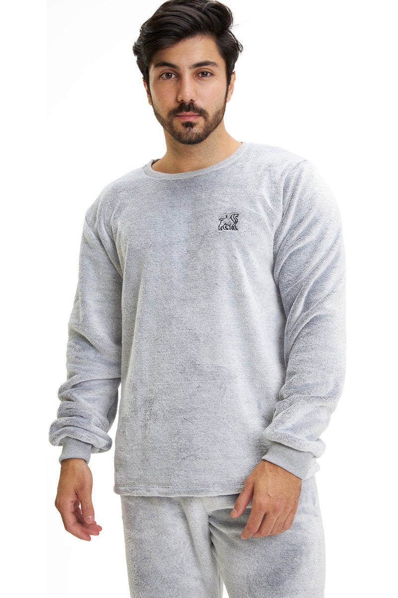 Pijama Adulto em Fleece Masculino - Mescla Básico