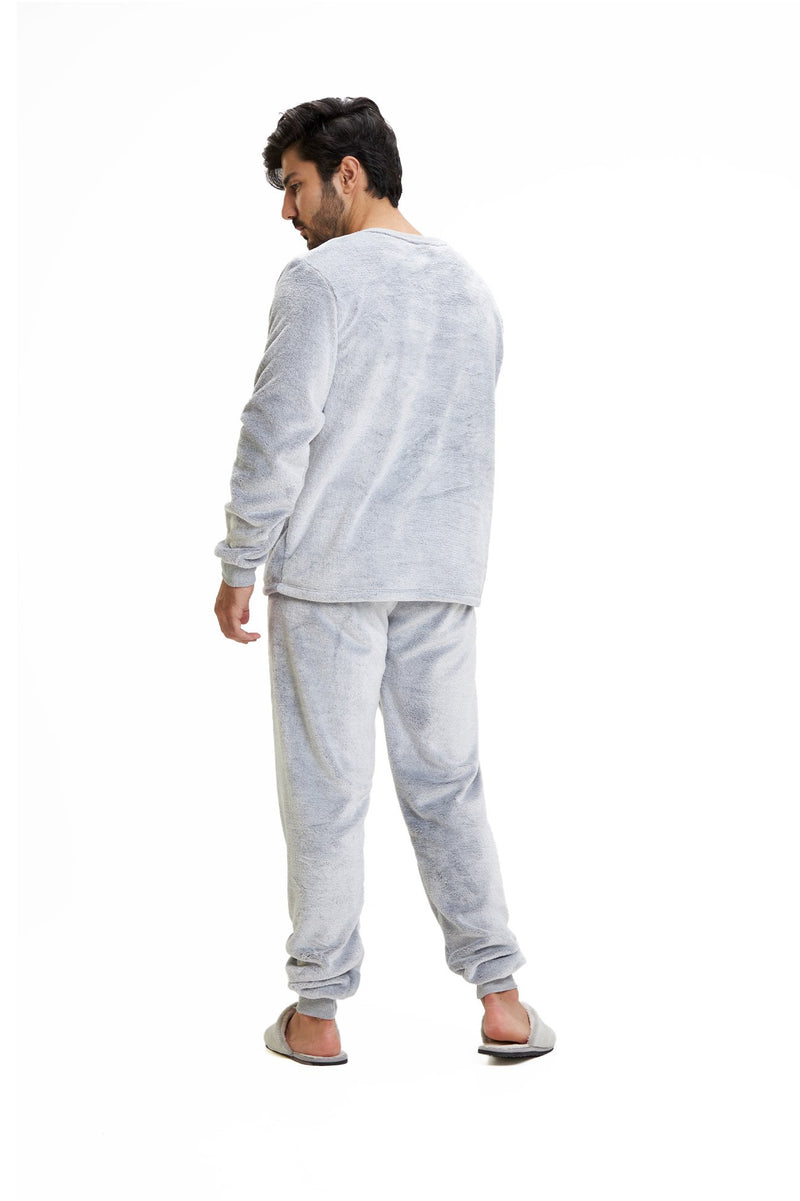 Pijama Adulto em Fleece Masculino - Mescla Básico