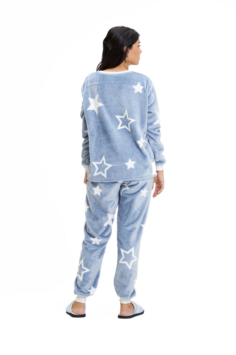 Pijama Adulto em Fleece Feminino - Estrela Azul