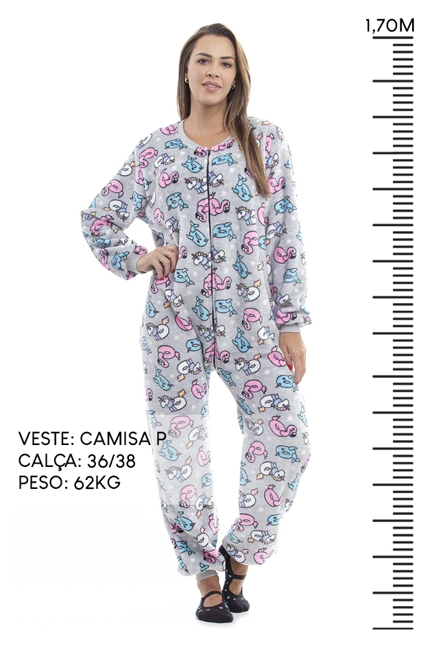 Macacão Adulto em Fleece Feminino - Boias Animadas