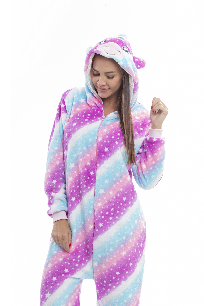Macacão Kigurumi Adulto Feminino em Fleece - Unicórnio