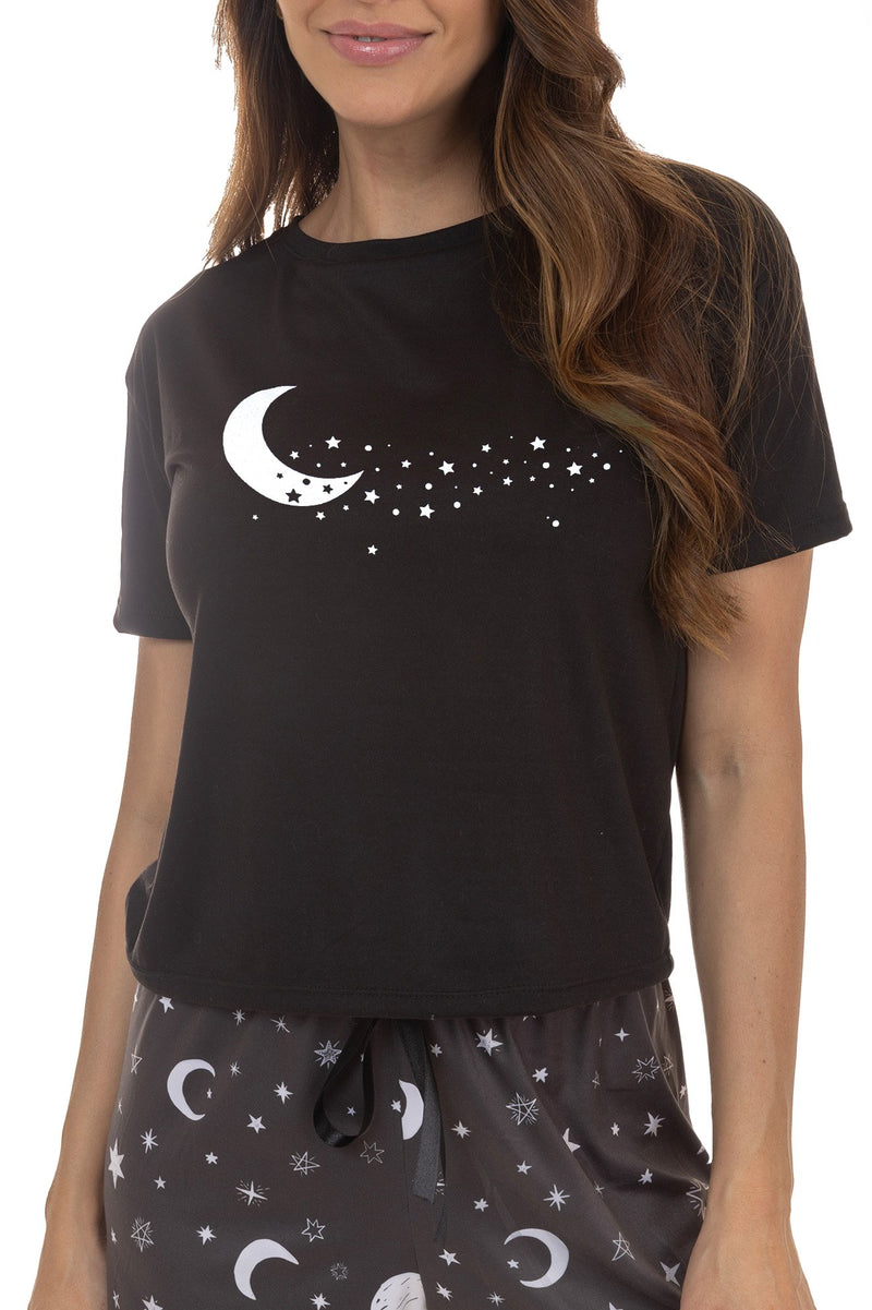 Kit Pijamas de Verão Adulto Feminino - Luar Estrelado (3 Peças)