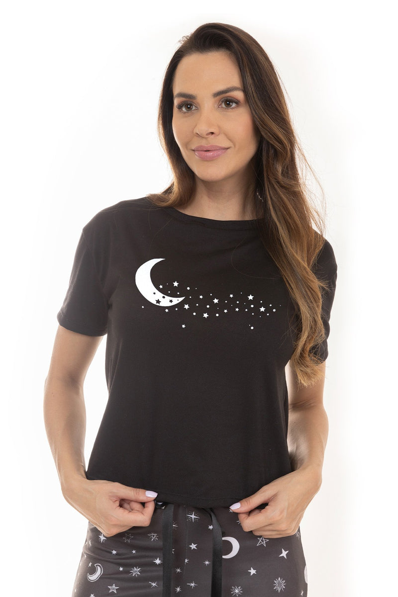 Pijama de Verão Adulto Feminino - Luar Estrelado