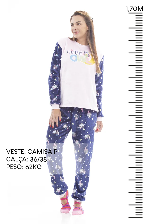 Pijama Adulto em Fleece Feminino - Night Owl