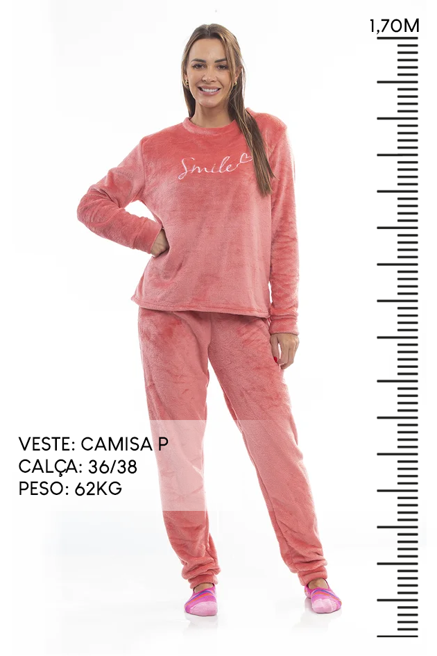 Pijama Adulto em Fleece Feminino - Smile