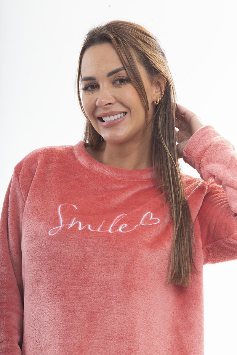 Pijama Adulto em Fleece Feminino - Smile