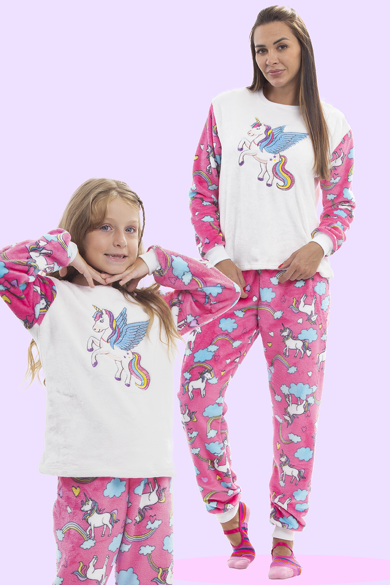Pijama Adulto em Fleece Feminino - Unicórnio Alado