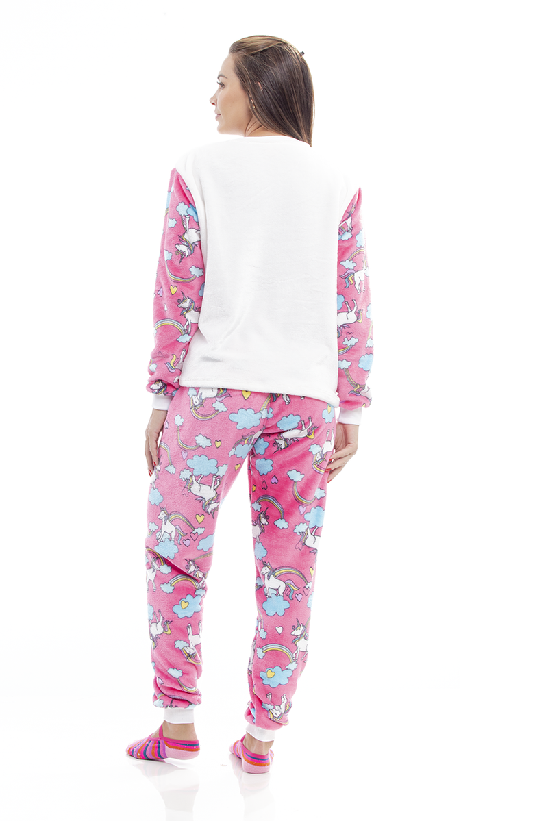 Pijama Adulto em Fleece Feminino - Unicórnio Alado