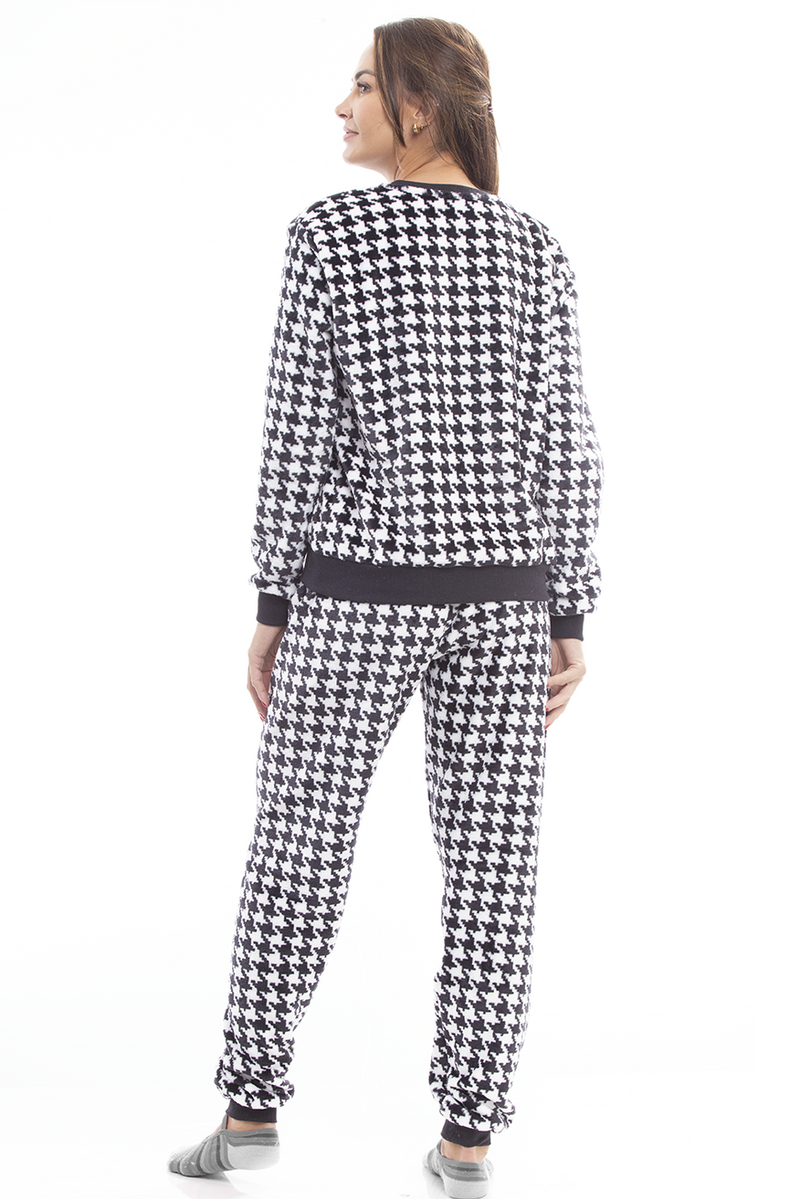 Pijama Adulto em Fleece Feminino - Xadrez