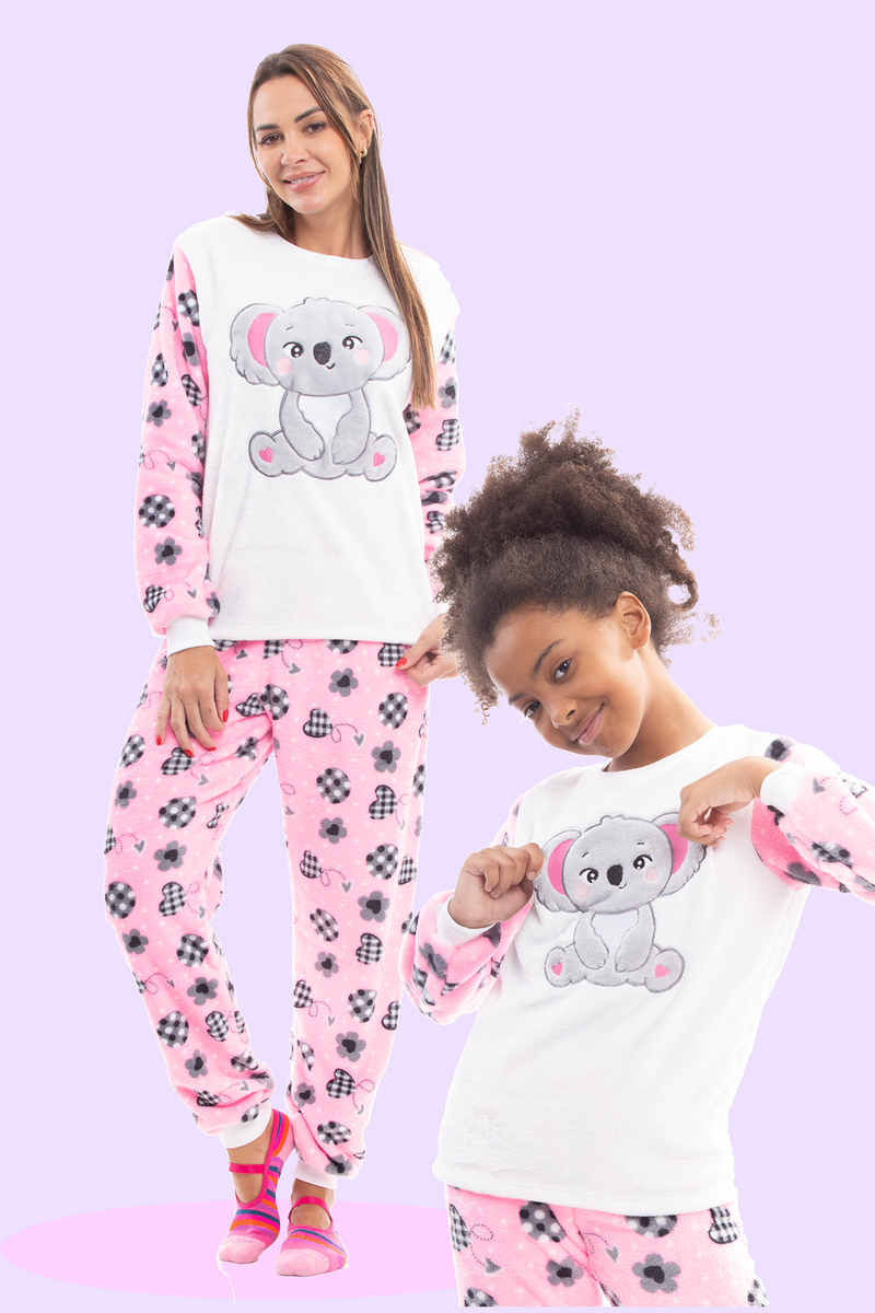 Pijama Adulto em Fleece Feminino - Coala Fofinho