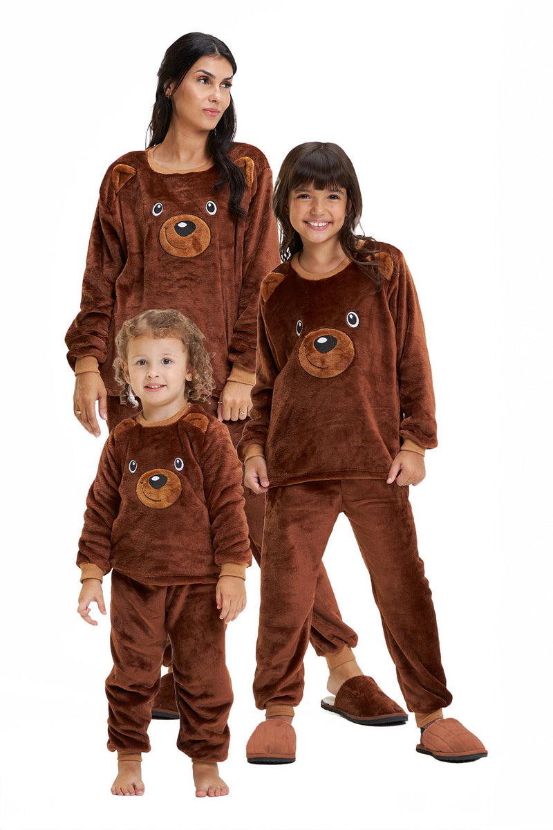 Pijama Adulto em Fleece Feminino - Urso com Orelinhas