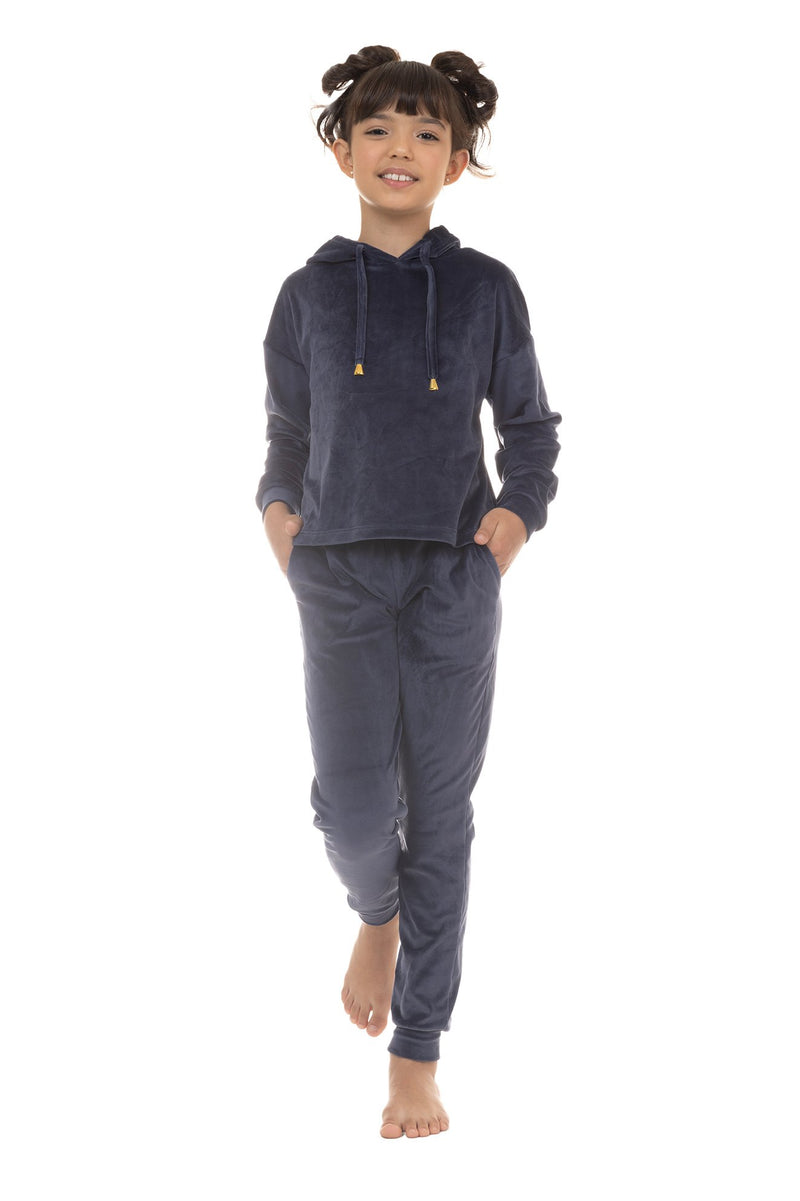 Conjunto de Inverno Infantil Feminino Plush - Azul