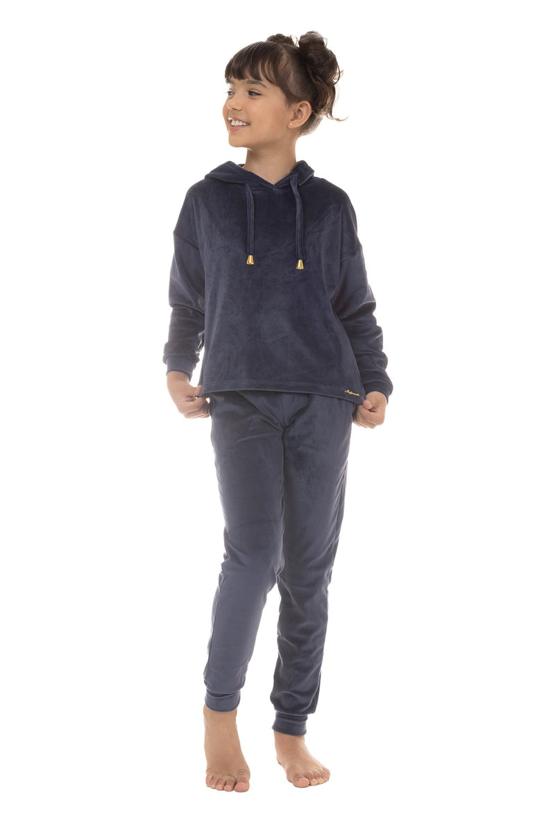 Conjunto de Inverno Infantil Feminino Plush - Azul