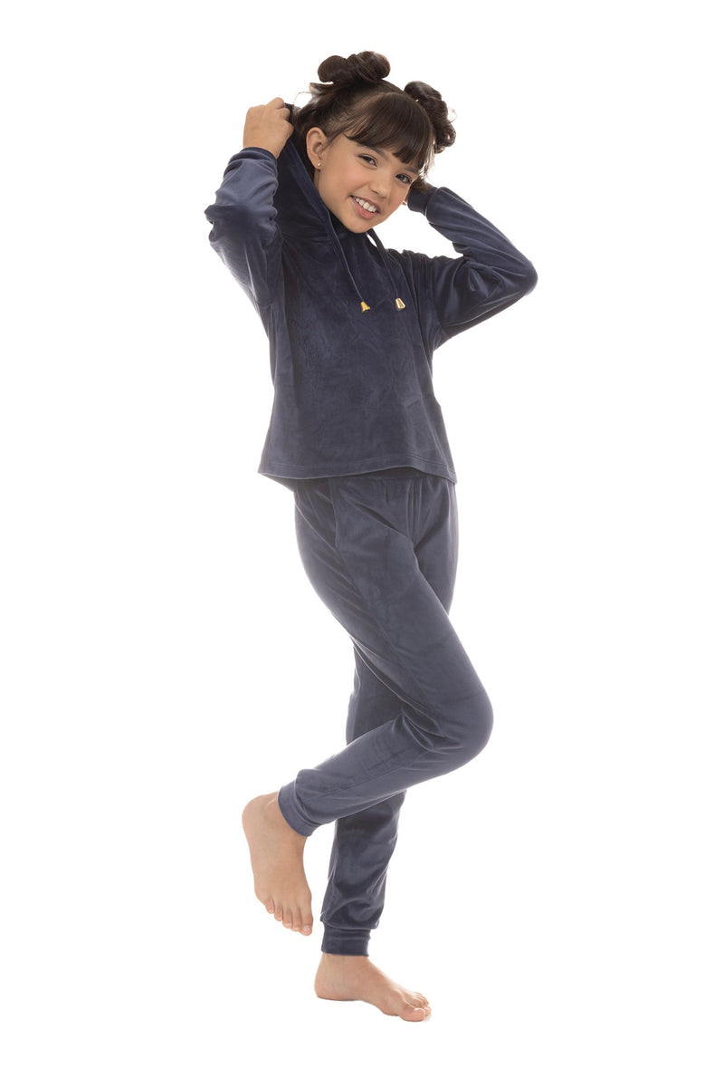 Conjunto de Inverno Infantil Feminino Plush - Azul