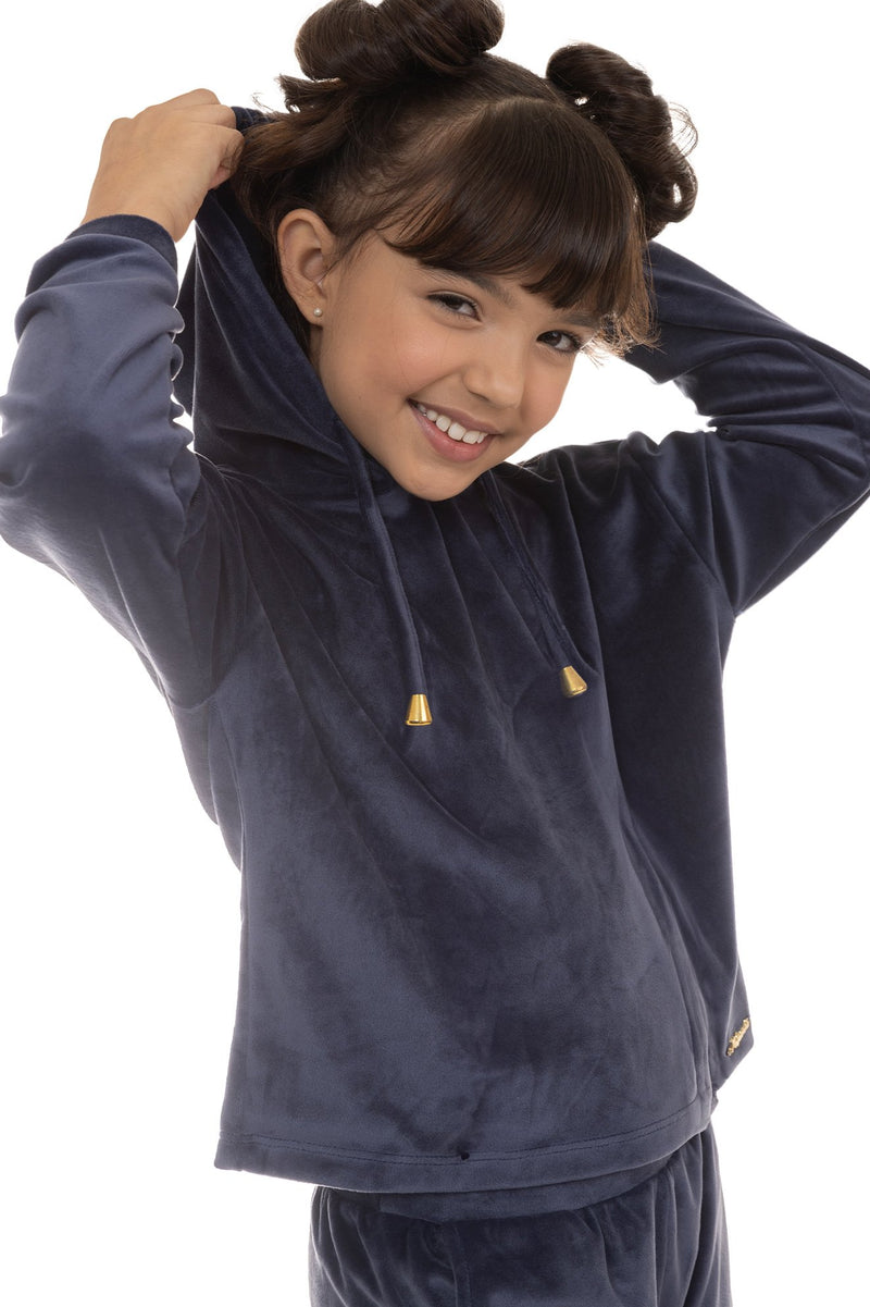 Conjunto de Inverno Infantil Feminino Plush - Azul