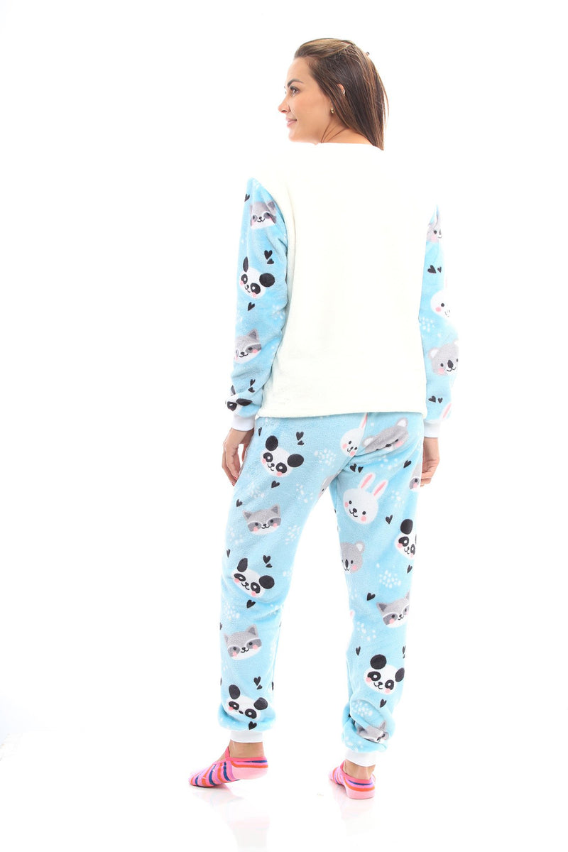 Pijama Adulto em Fleece Feminino - Abraços Quentinhos