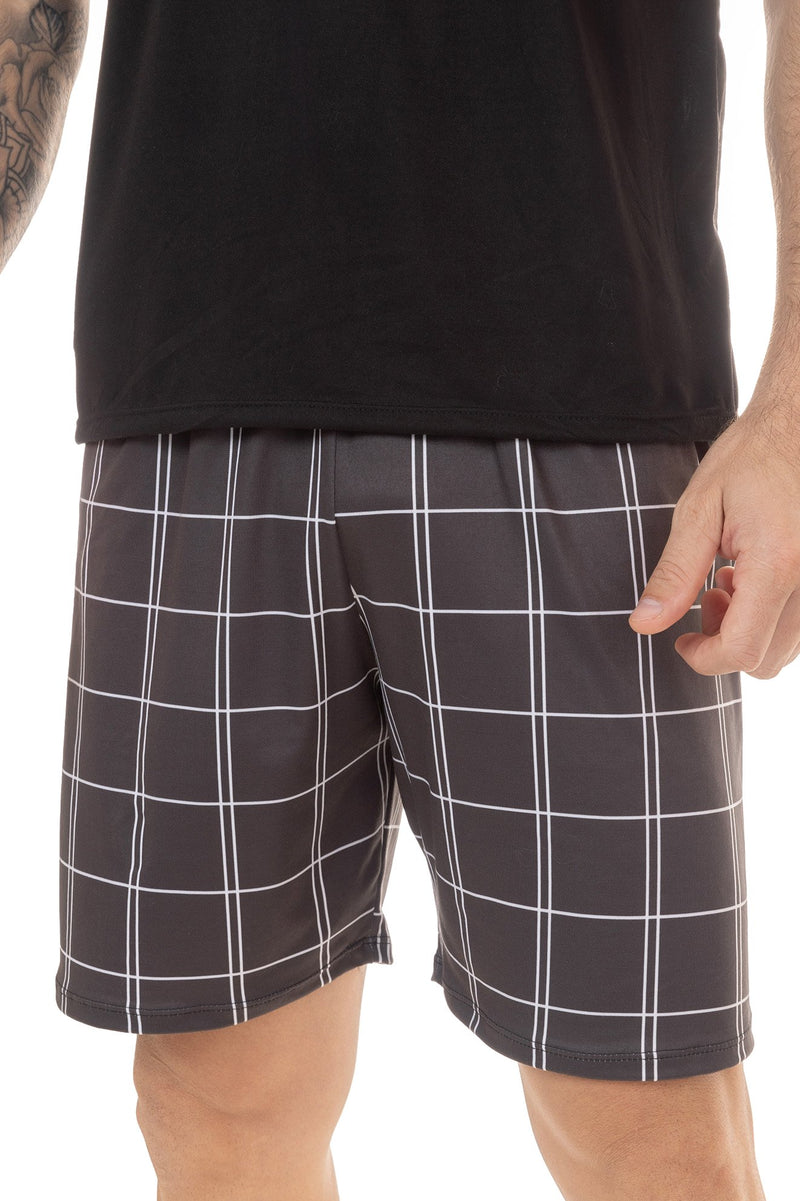 Pijama de Verão Adulto Masculino - Preto Listrado Fino