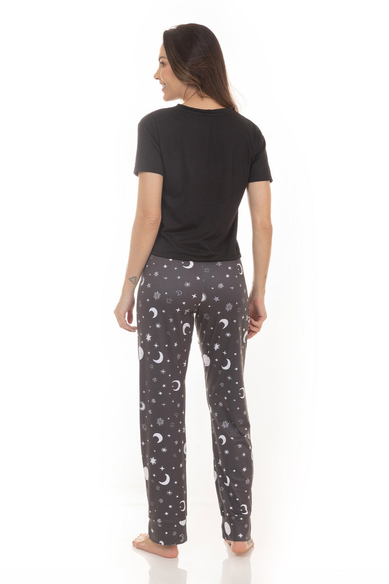 Kit Pijamas de Verão Adulto Feminino - Luar Estrelado (3 Peças)