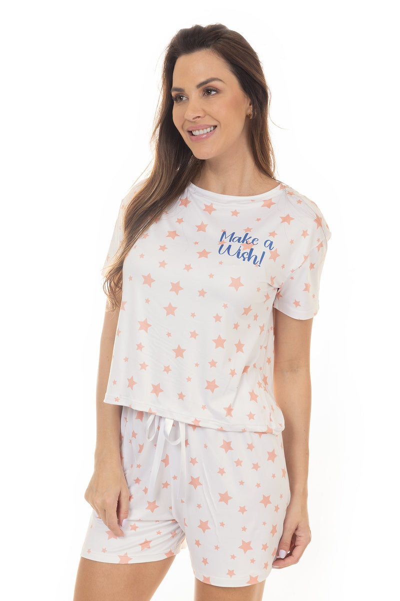 Pijama de Verão Adulto Feminino - Estrelas do Desejo
