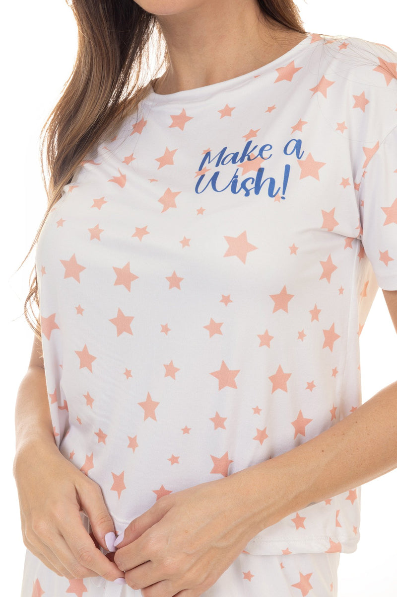 Pijama de Verão Adulto Feminino - Estrelas do Desejo