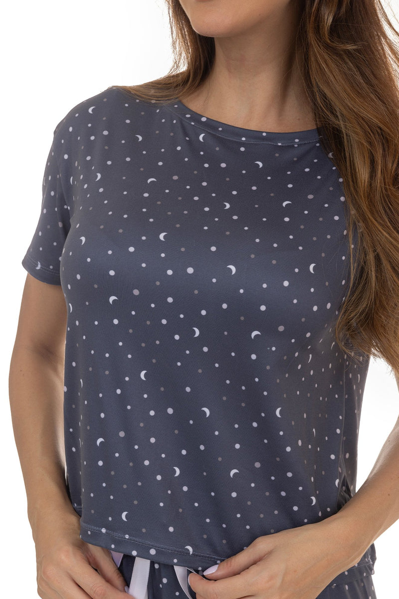 Kit Pijamas de Verão Adulto Feminino - Céu Estrelado Azul (4 Peças)