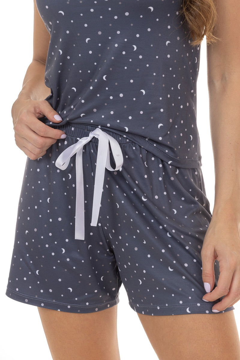 Kit Pijamas de Verão Adulto Feminino - Céu Estrelado Azul (4 Peças)